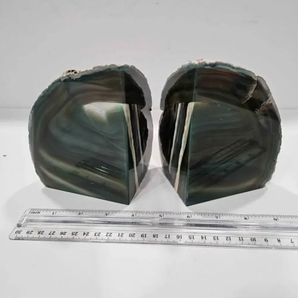Beautiful dark Green Agate Bookends Natural Stone